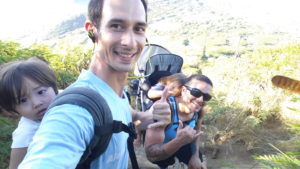 Koko Head Trail with another dad with baby on back