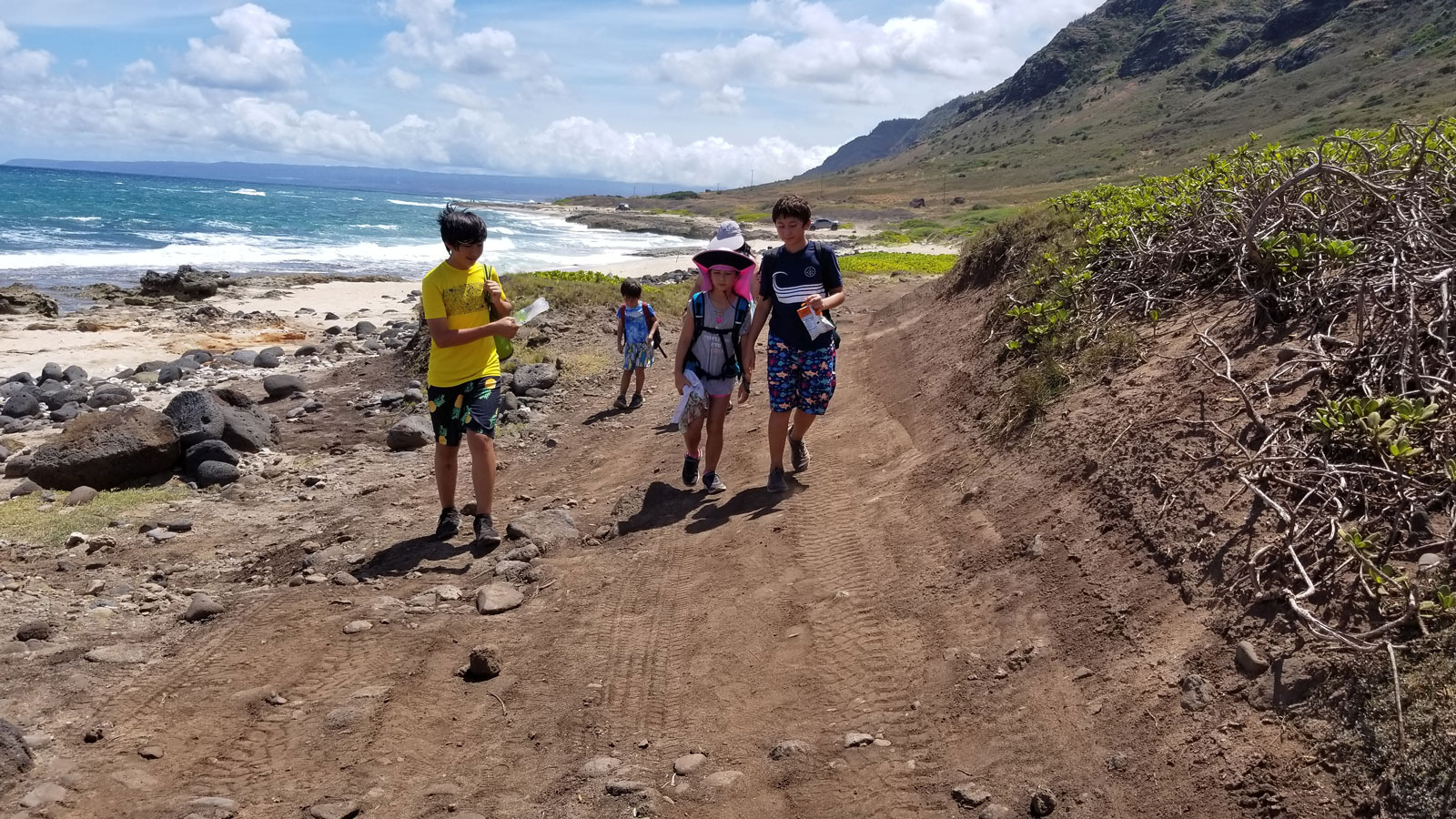Our-Family-Hiking-in-Oahu-with-4-kids Kaena Point Hike with Family