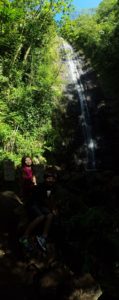 Two of our kids in front of Manoa Falls