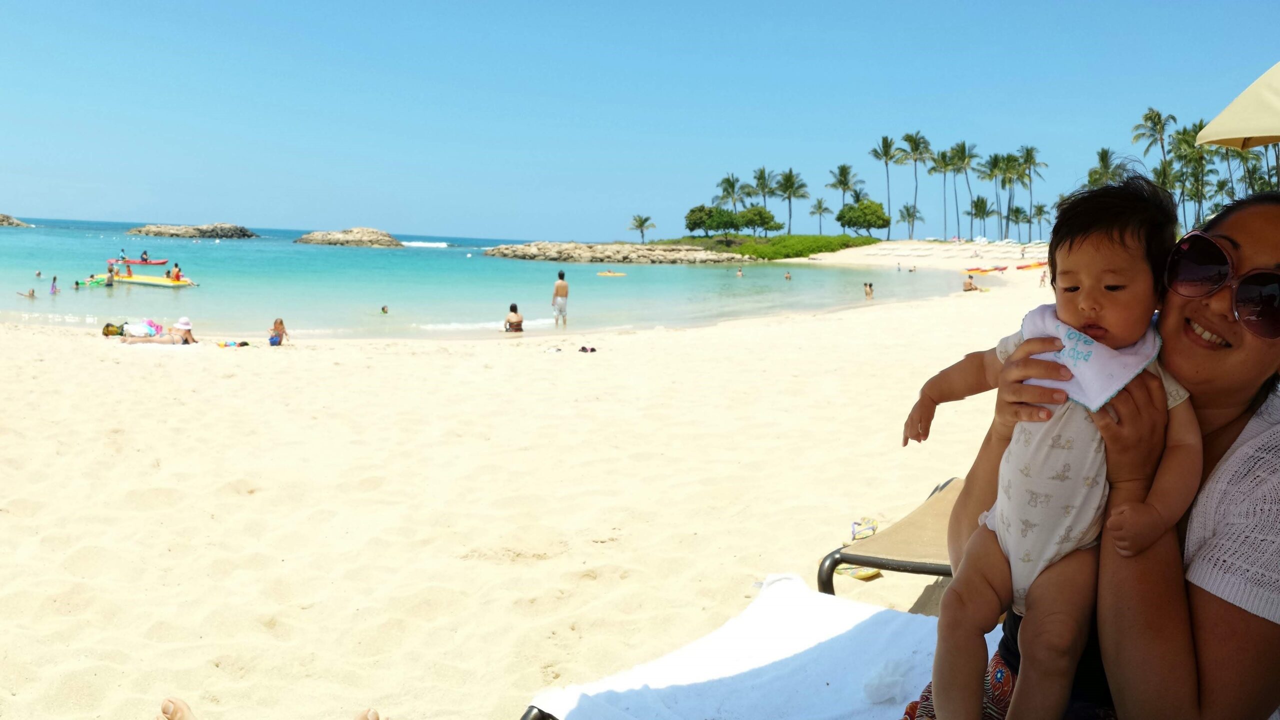 By Koolina Lagoon with baby